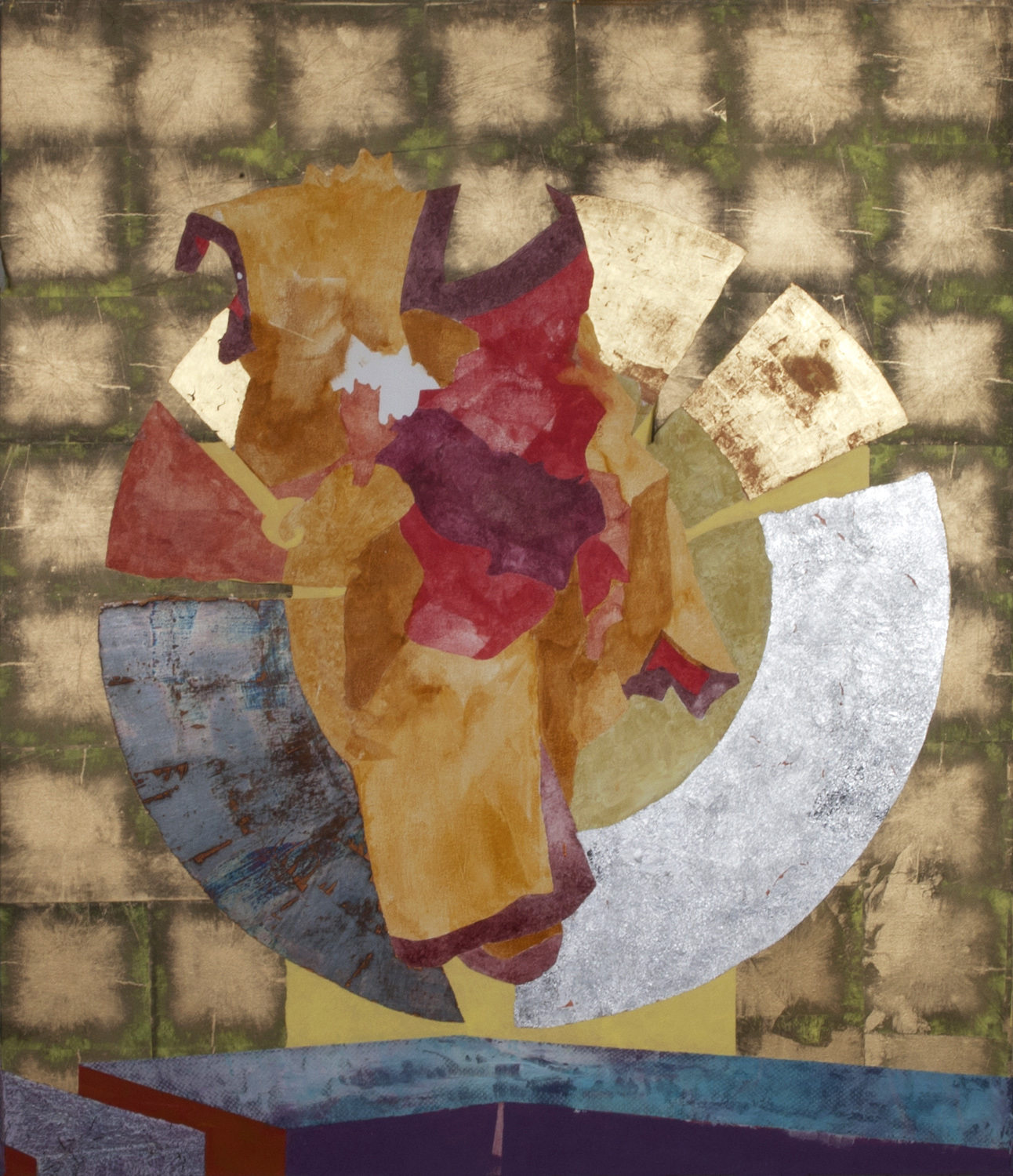 Most rounds are clockwise. Acrylic, oxidized brass, aluminium, gold, 123x106cm 