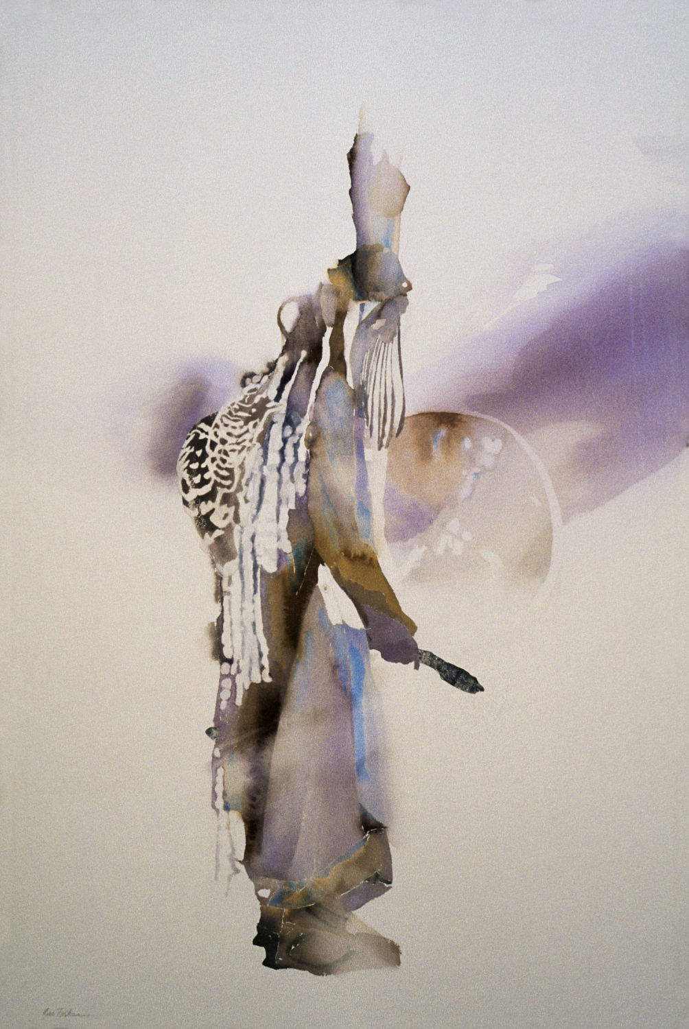 Calling. Dancer. Watercolour, aluminium, 165x115cm